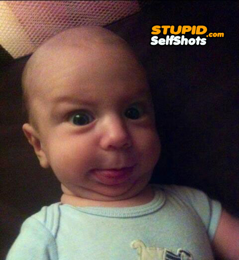 Funny baby face, self shot