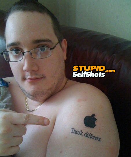 Not thinking different, Apple tattoo fail, selfie