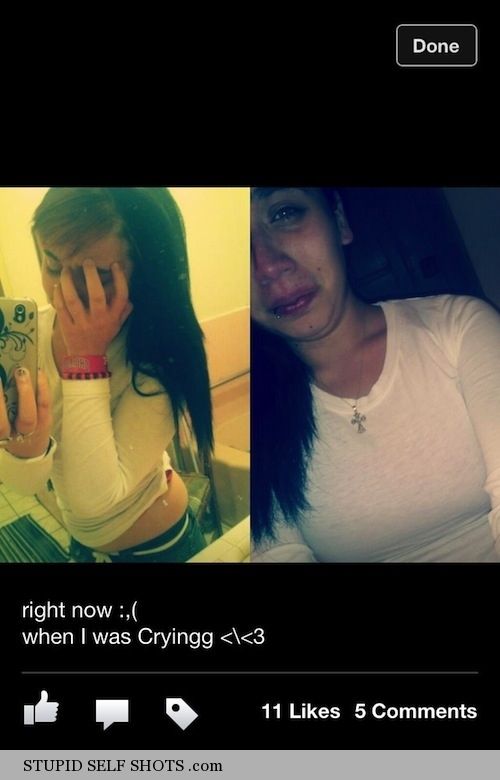 After the breakup, girl crying self shot