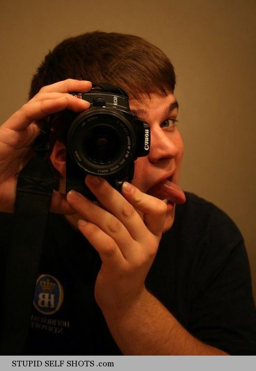 Big camera, tongue out selfie fail