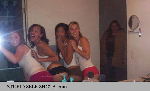 Group of girls self shot, photobomb