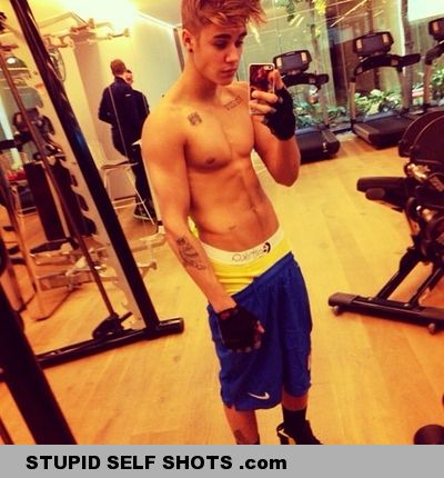 Justin Bieber working out, self shot