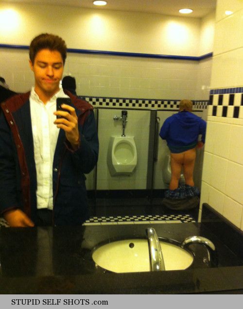 Public bathroom selfie gone wrong