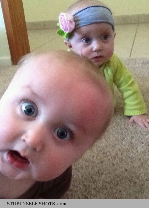 Baby and his baby, self shot
