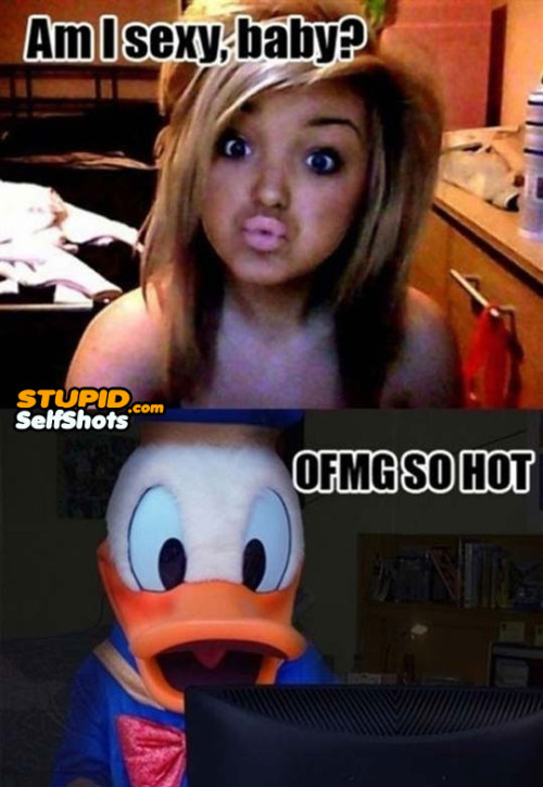 Duck face cam chat with Daffy Duck, webcam selfie