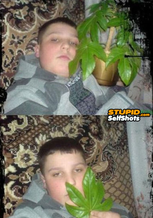 Fake thug with a plant, self shot