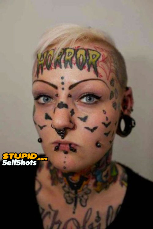 Horror face Tattoo, selfie