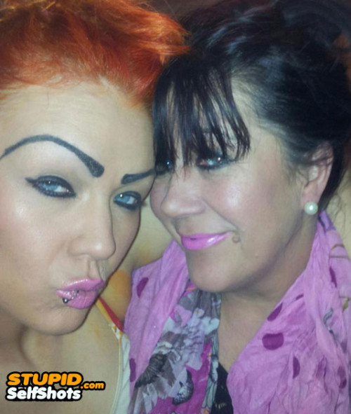 Crazy eyebrows and duckface, double fail selfie