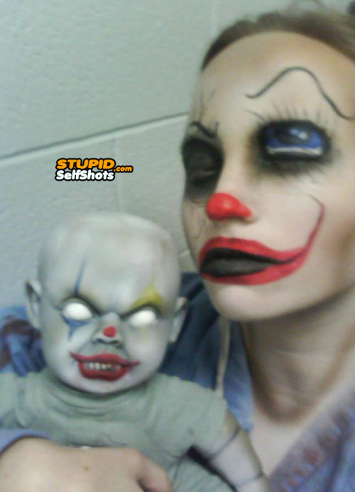 Creepy Halloween makeup and baby, self shot