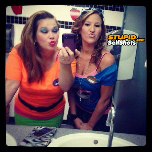 Double fail girls in a bathroom self shot