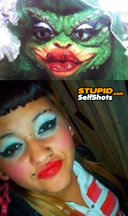 Gremlin makeup, selfie fail