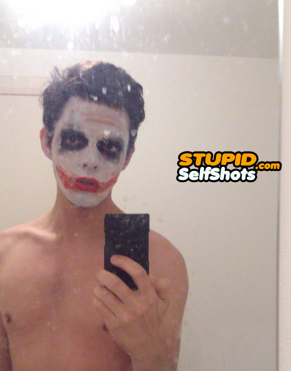 Joker makeup, bathroom mirror selfie