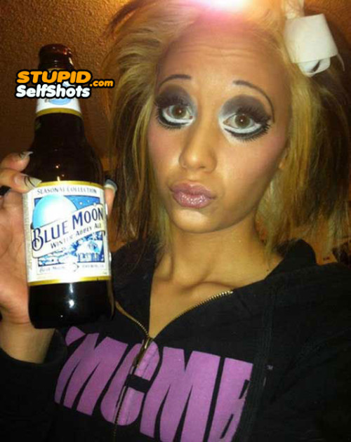 Never do makeup while drinking, self shot