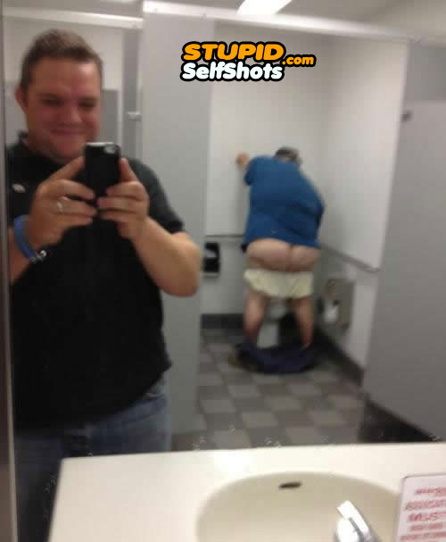Public bathroom selfie gone wrong