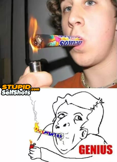 Stupid kid smoking mentos, self shot
