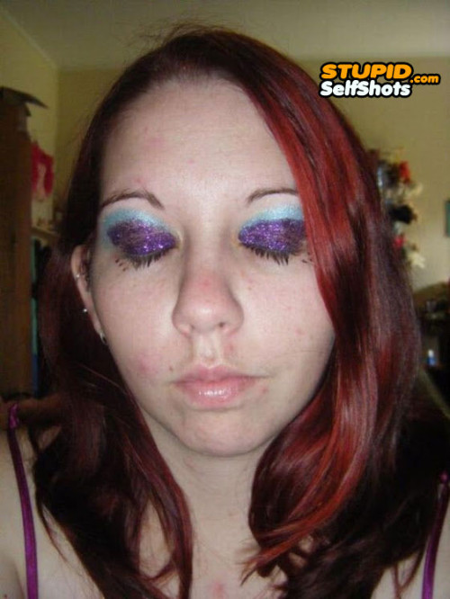 Eye shadow makeup fail, selfie