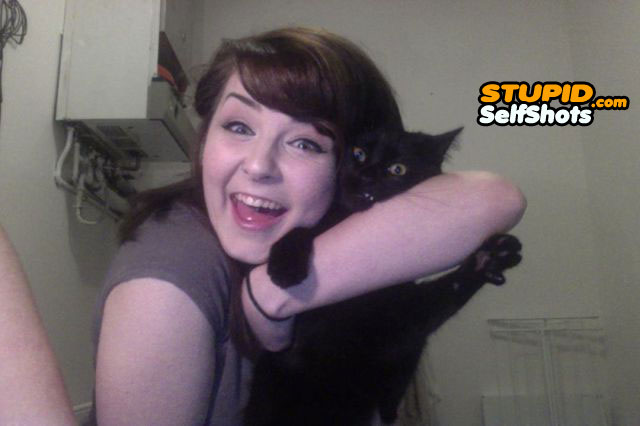 Kitty does not want to be in this webcam selfie